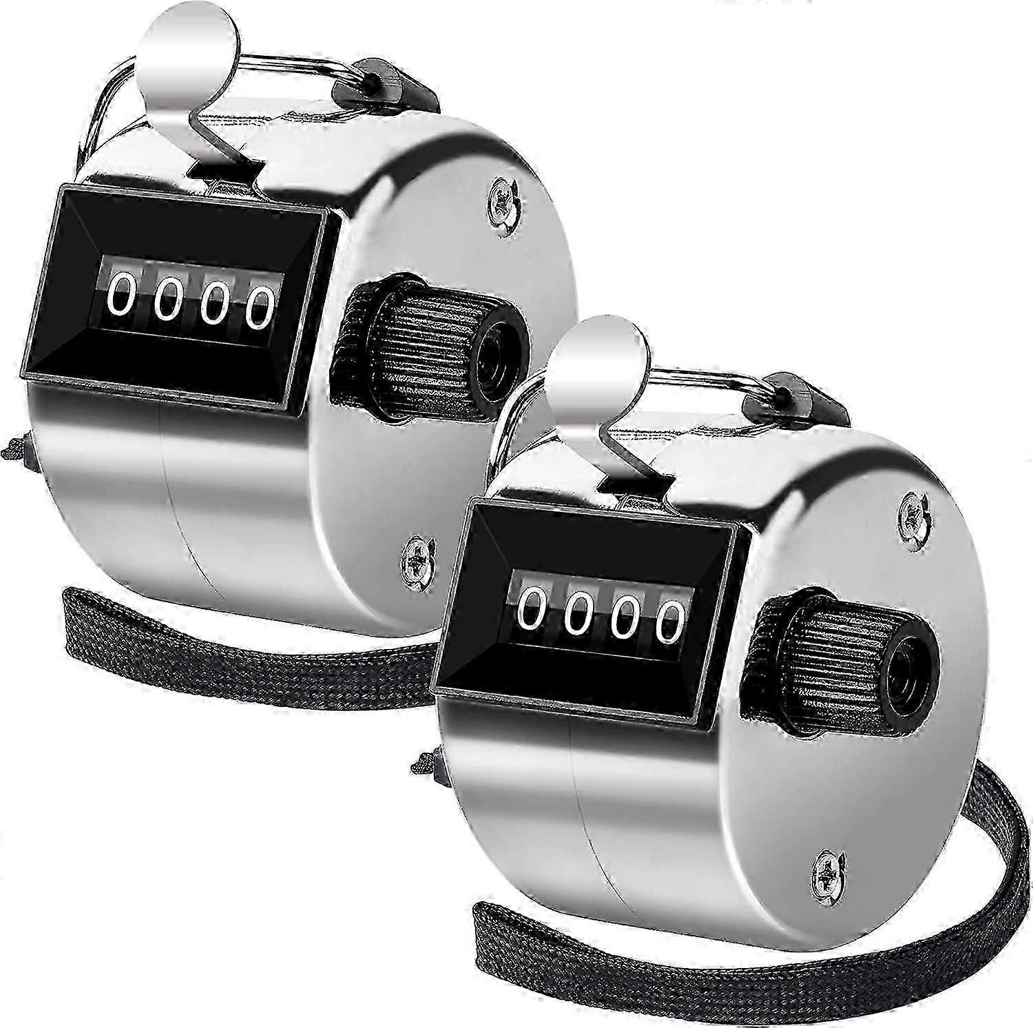 Hand Counter Clicker 4-Digit Silver 2pcs