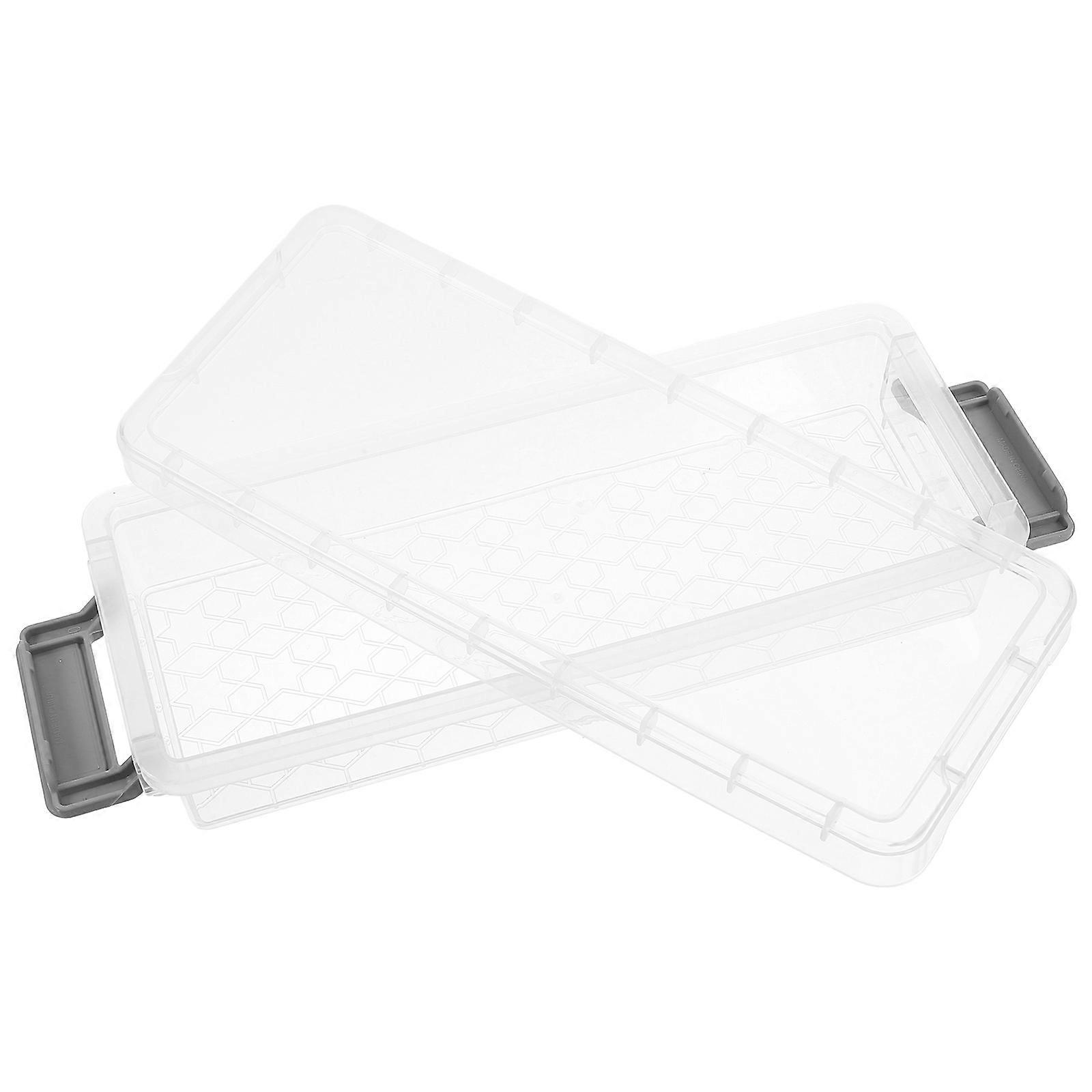 Multipurpose Clear Desk Organizer for Storage 4Pcs Pencil Storage Box with Lid