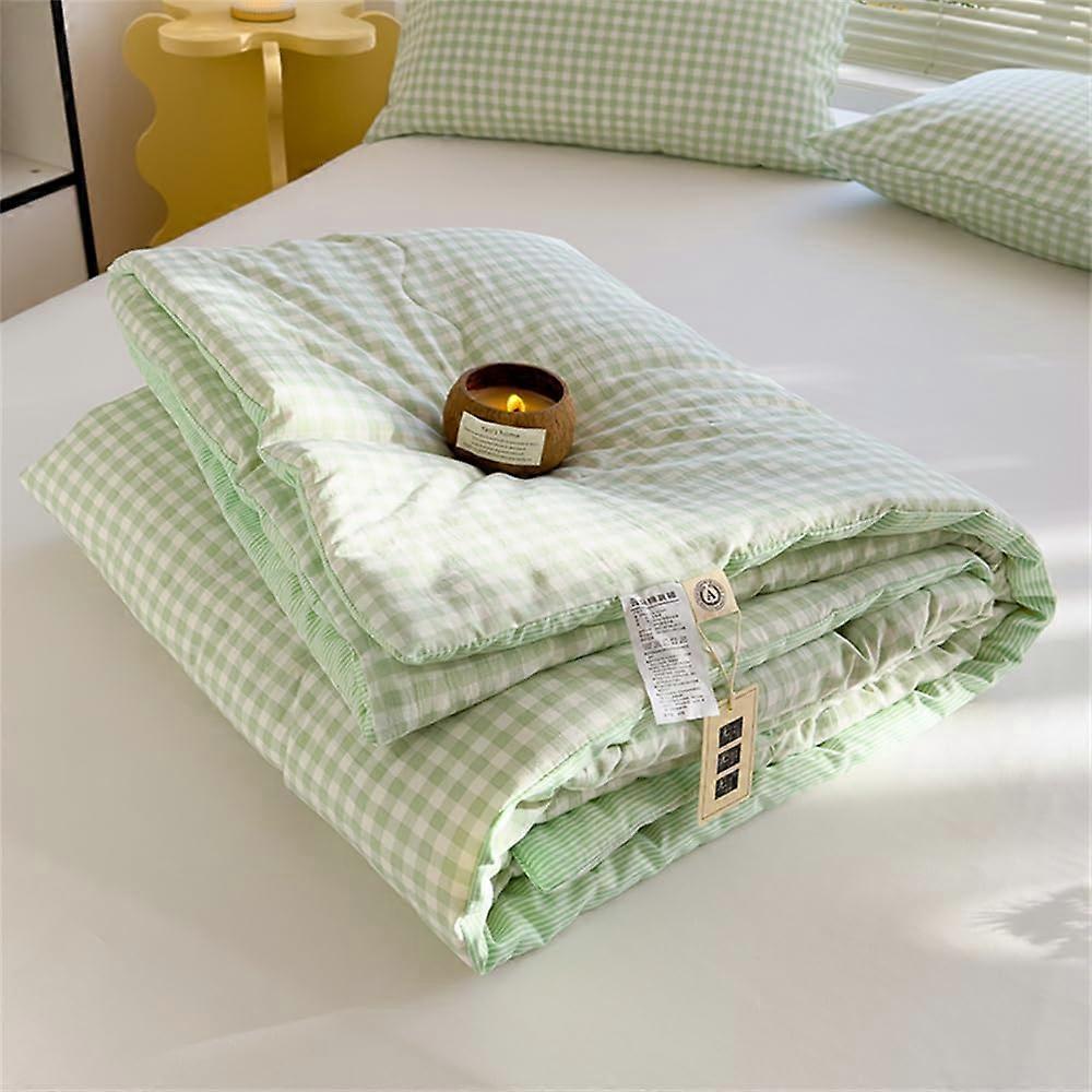 Plaid Quilted Bedspread Reversible Single, Double, King Size Light Green 200x230 cm Soft Lightweight Patchwork Washable