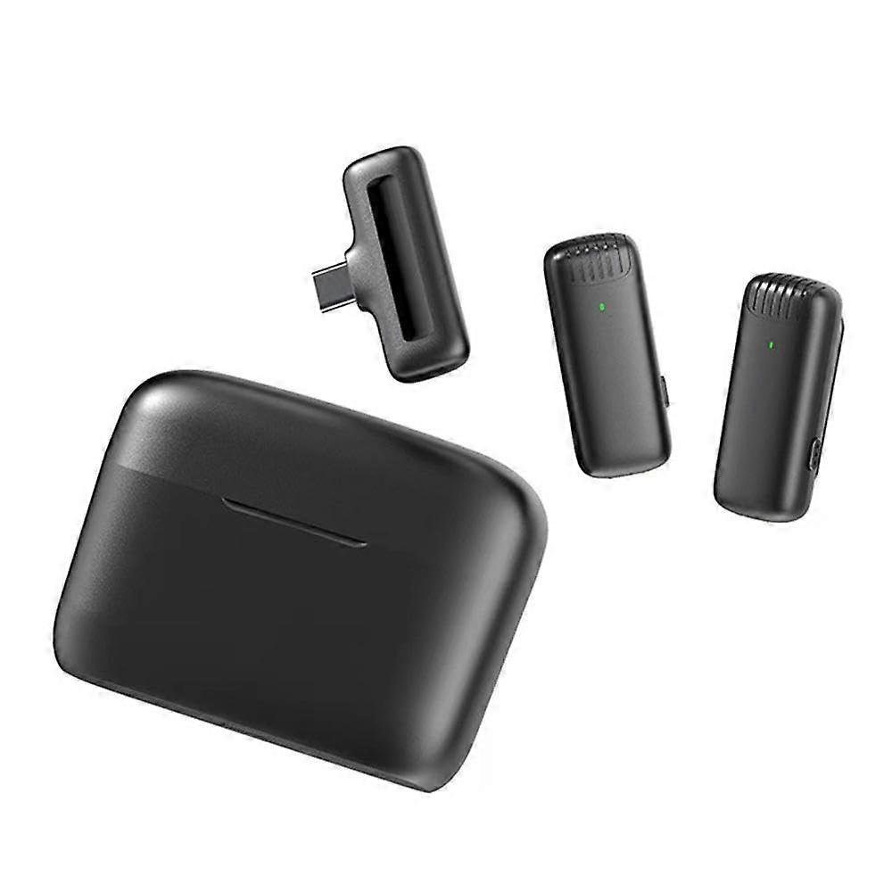Wireless Lavalier Mini Microphone Two Microphones With Noise Reduction Model D4R8 Smart Compartment Charging