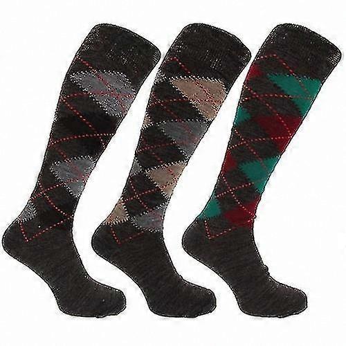 Men's Classic Argyle Design Long-Length Lamb's Wool Blend Socks (3-Pack)