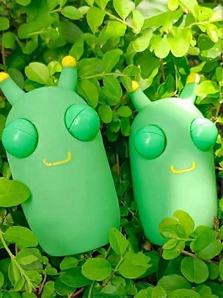 Stress Relief Toy Grass Worm Shape TPR Material Portable Pinch Toy for Home, Work, Students (Green/Yellow, 8cm) 25-26