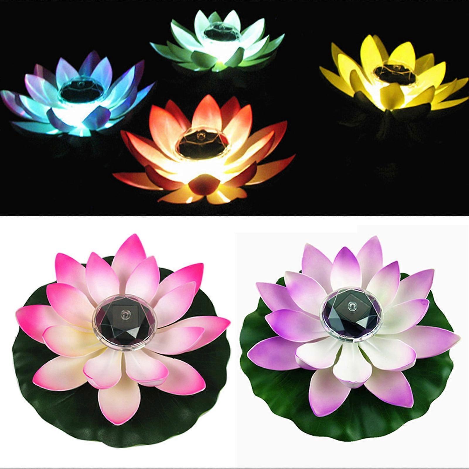Dengjunhu Solar Floating Lights Waterproof LED Lotus Flower Lamp Floating Night Lights for Swimming Pool or Pond Decoration
