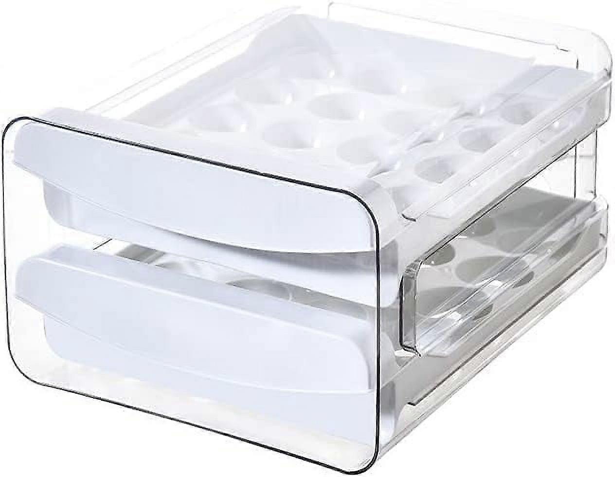 Egg Holder for Refrigerator, Large Capacity 40 Grid Egg Storage Container, 2-Layer Drawer Type Stackable BPA Free Fridge JD-002 0