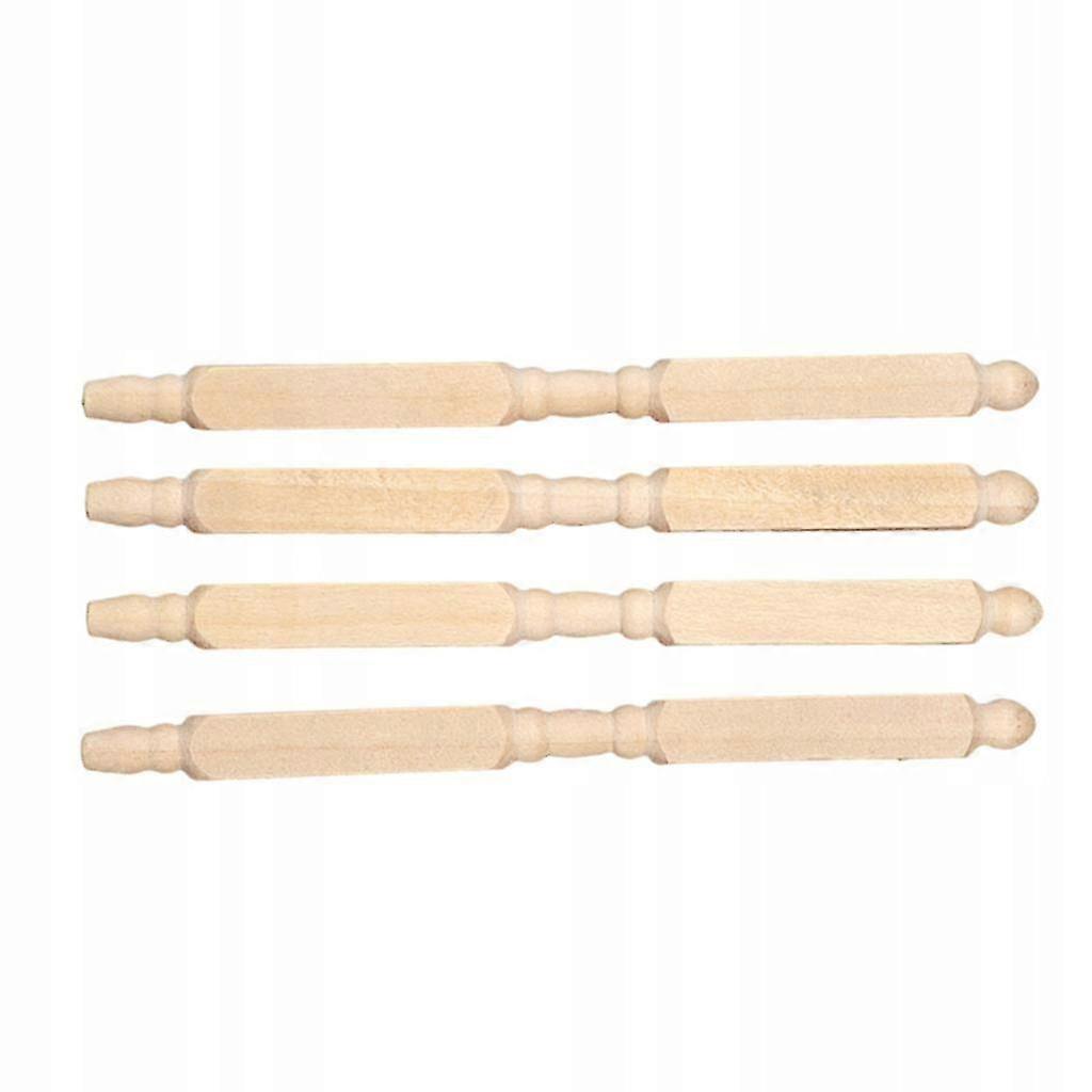 Set Of 4 Wooden Turned Posts 11.9cm, Builders Timber Diy For 1:12 Scale