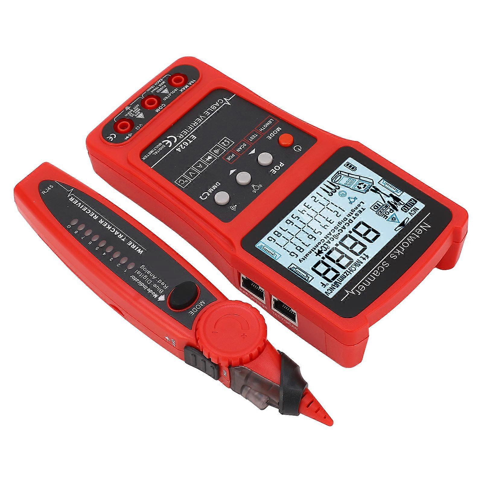 Multifunctional Wire Tracer CAT5 CAT6 Network Cable Tester Line Finder Digital Circuit Analyzer with Battery 