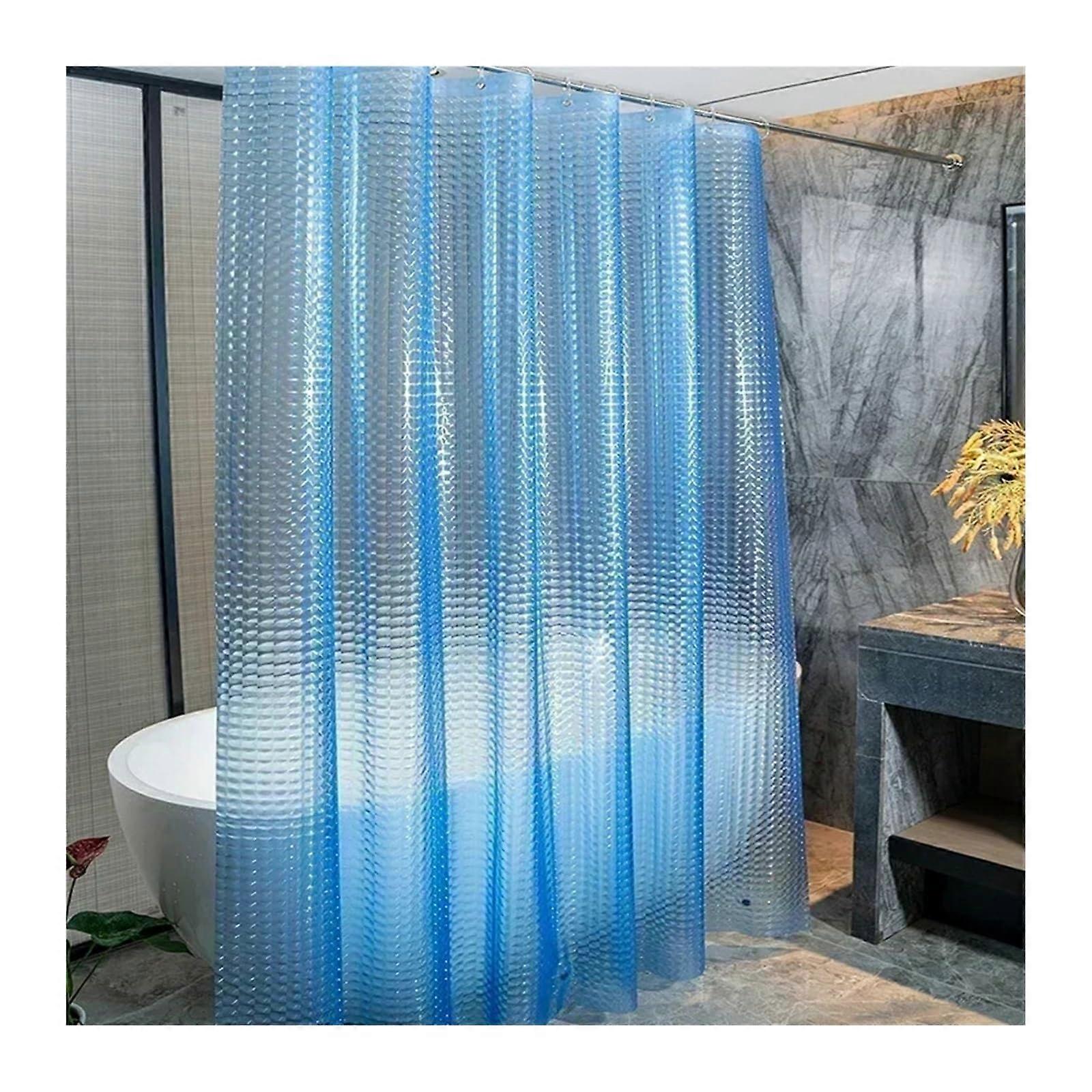 Transparent Shower Curtain PEVA 180x180cm Blue C With Hooks