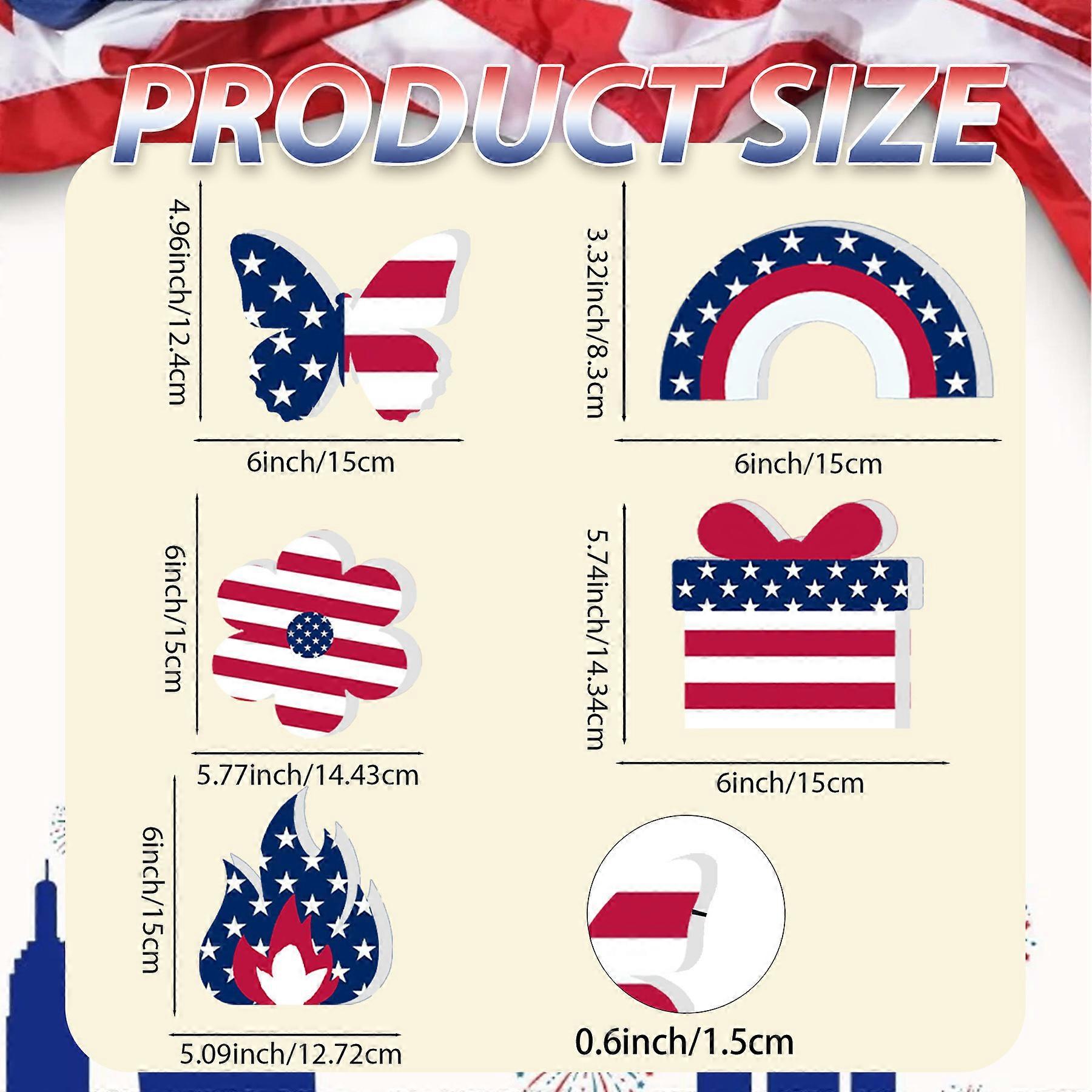 5 pieces of American Independence Day chevron ornaments in various shapes to decorate your Independence Day table