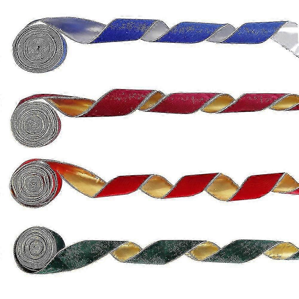 Vert Rouge Bleu Ruban de Noël floqué Noël