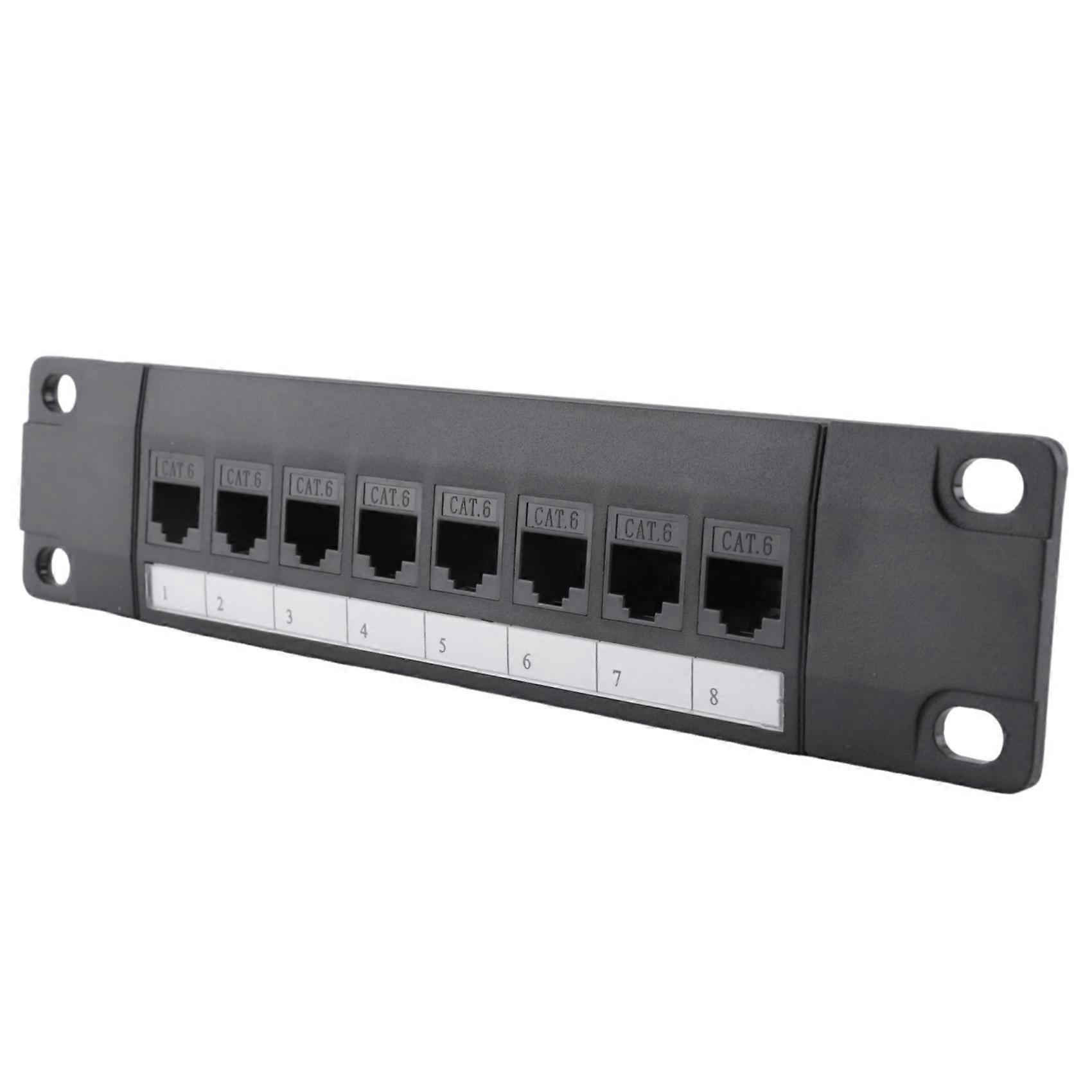 8 Port Straight-Through CAT6 Patch Panel RJ45 Network Cable Adapter Jack Ethernet Distribution Frame