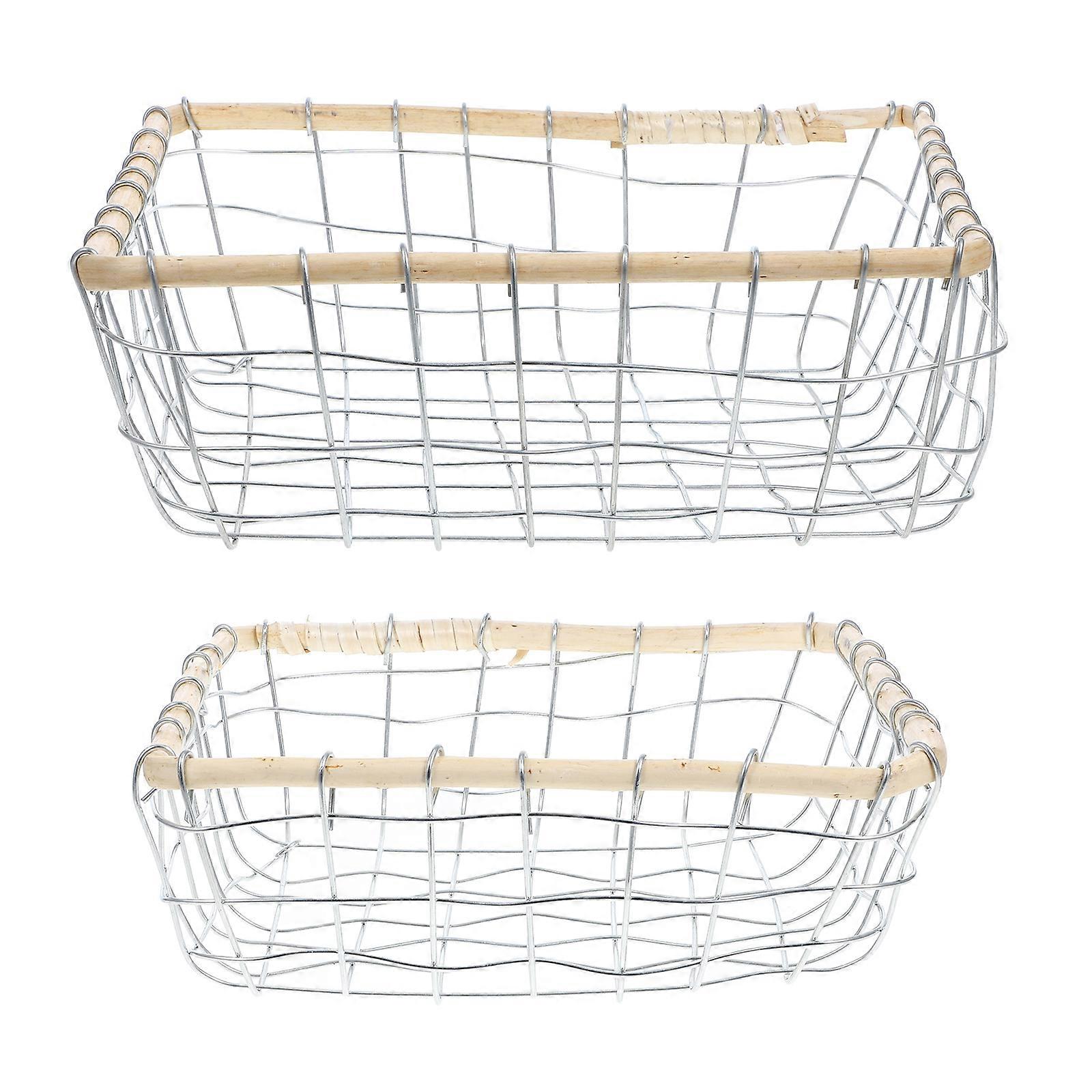 Farmhouse Metal Basket for Storage 2Pcs Stackable Iron Wire Baskets for Home