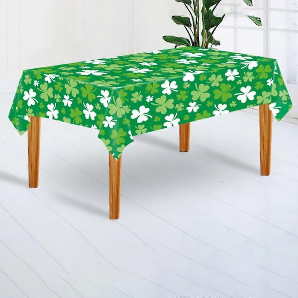 St.Patrick's Day Rectangle Table Cloth- Shamrock Patterned Irish Clover Waterproof Tablecloth Decorative Table Covers for Picnic Party,54*70in