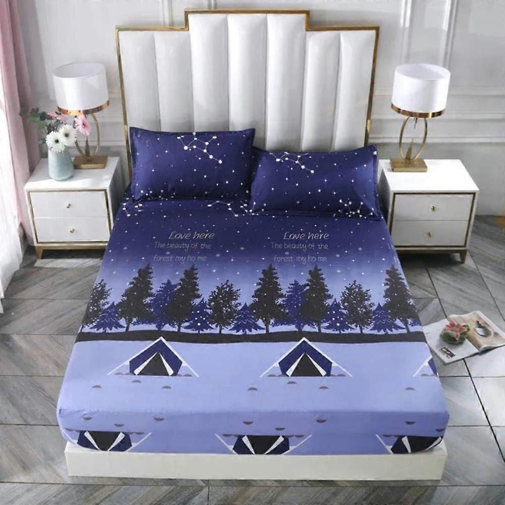 Queen Size Fitted Sheet Set with Pillowcases, Elastic Mattress Cover, Lattice Stripe Print, 17 Colors, 922cm Deep