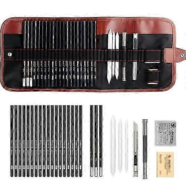 29 Pieces Sketching Pencils Sketching Pencils Charcoal Set with Case