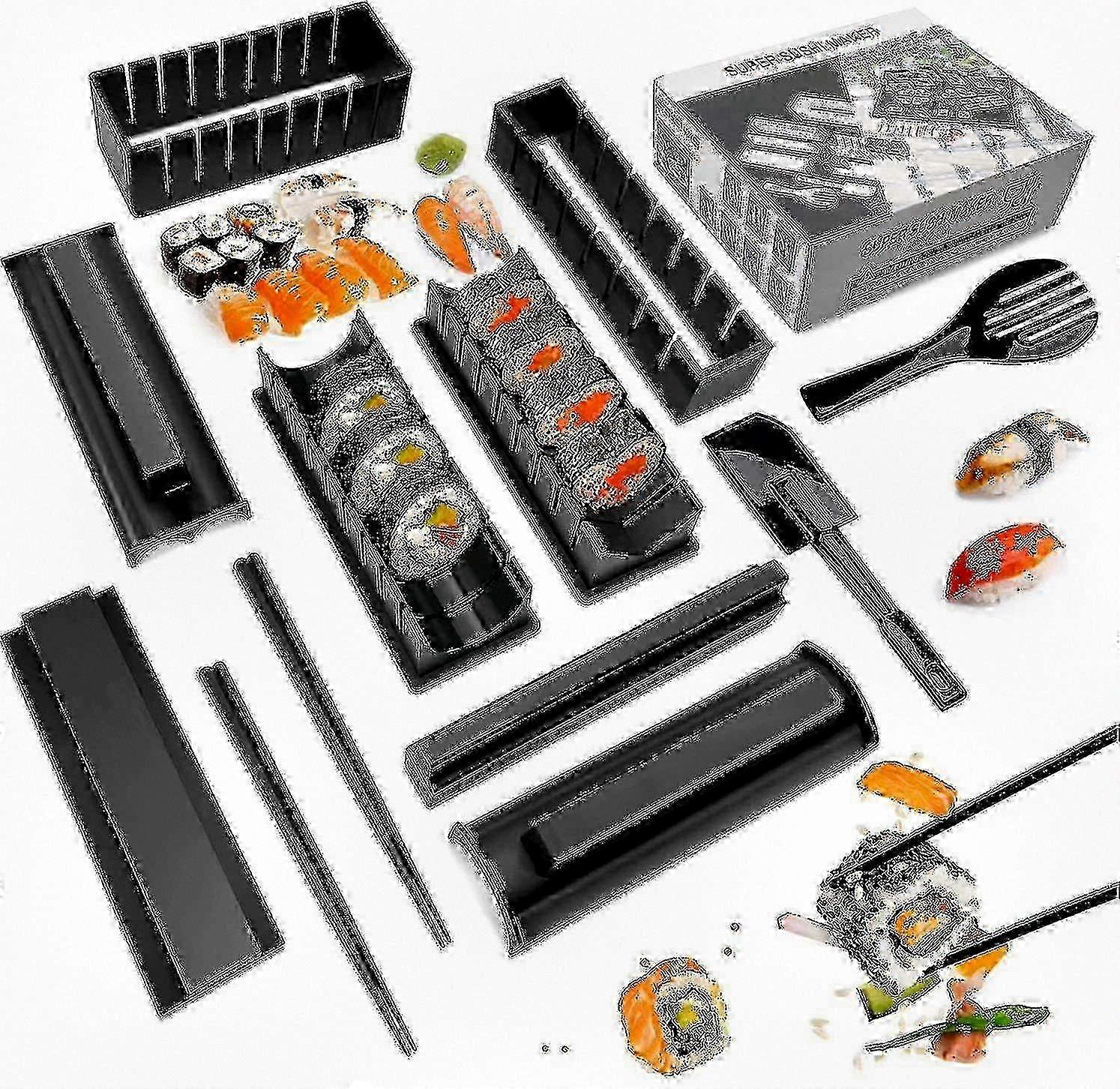 Premium 12-Piece Sushi Making Set with Plastic Tools for Rice Rolls