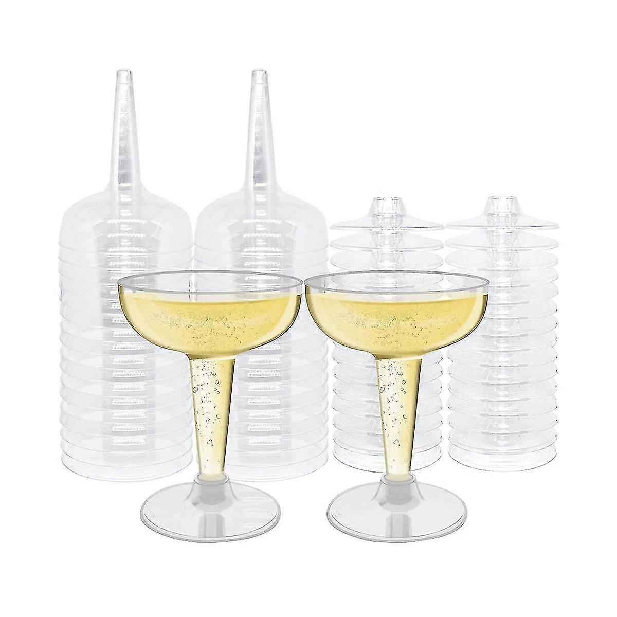 Confezione da 50 bicchieri da Martini monouso in plastica con stelo da 4 once, per feste, cocktail in plastica impilabili