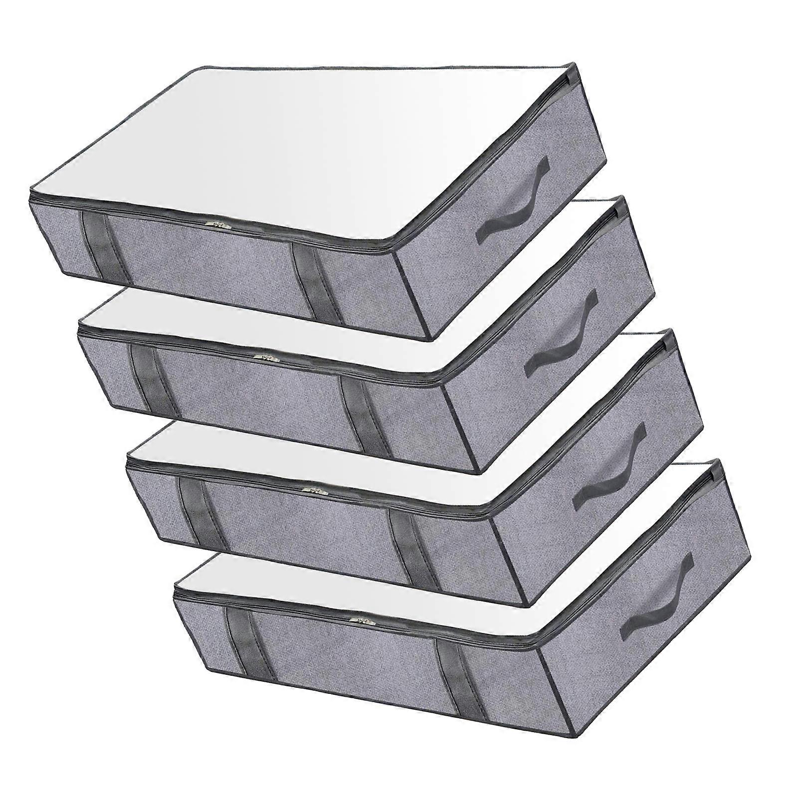 Pack of 4 Large Capacity Underbed Storage Organizers Box Portable Under Bed Storage Container with Clear Viewing Window Multicolor