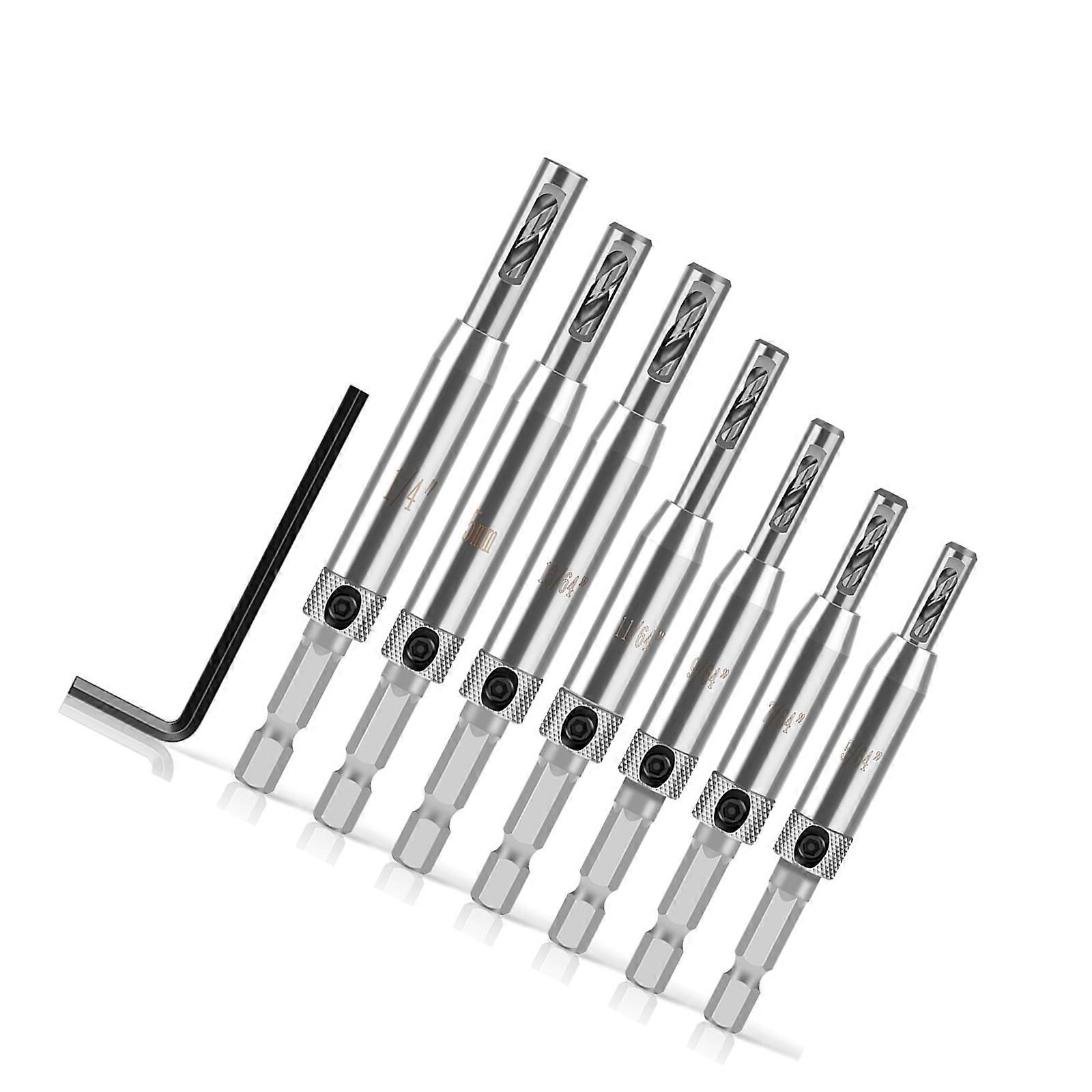 7Pcs Window Hinge Hole Opener for Woodwork Hexagonal Handle Position Irregular Drilling Tool Hinge Drill Replacement Multicolor