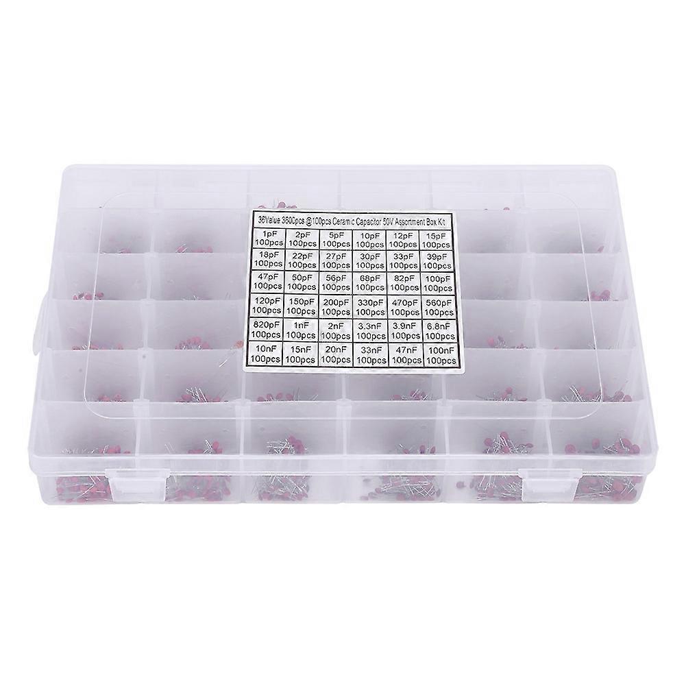 3600Pcs Ceramic Capacitor 36 Specification InLine 1pF100nF 50V Classification Box Kit