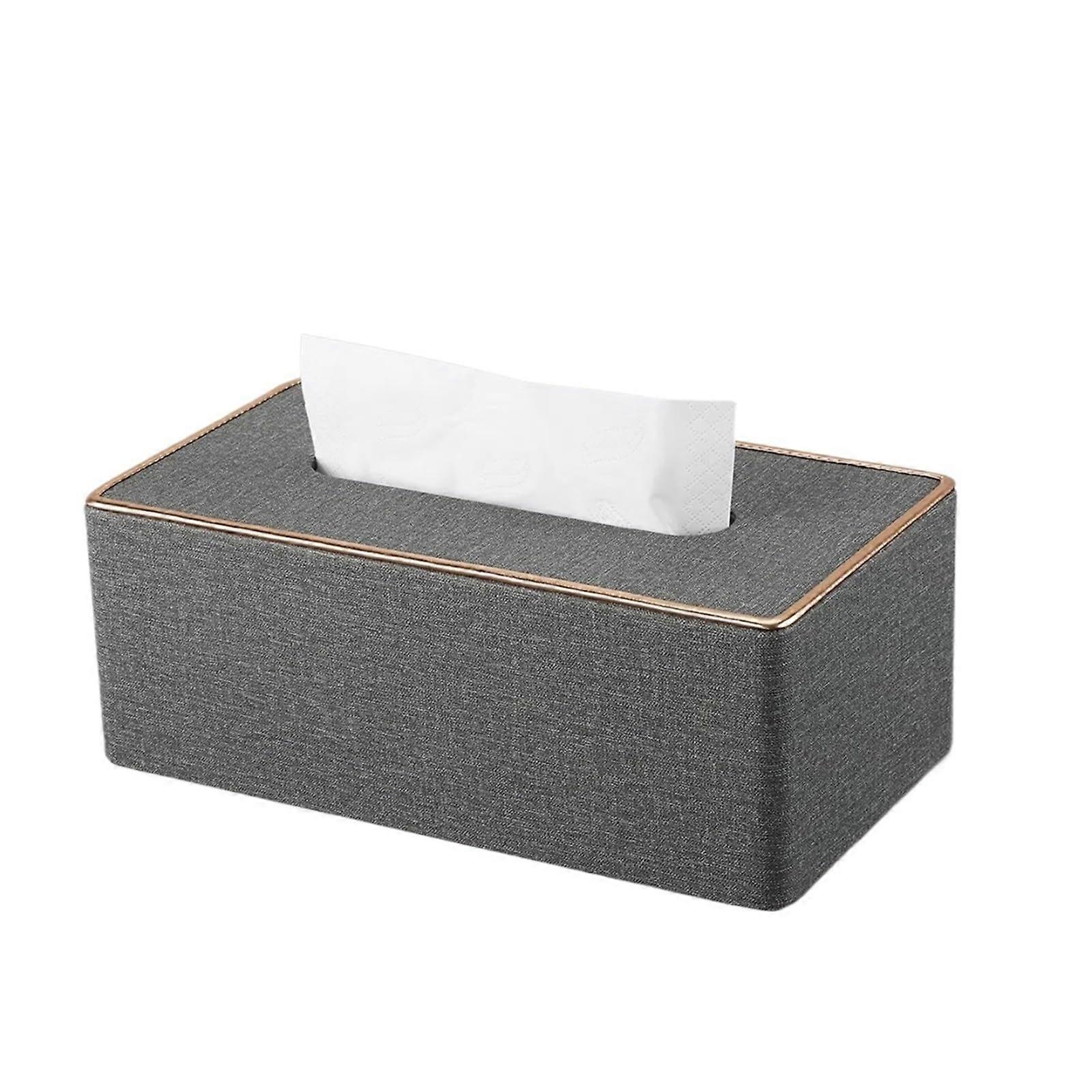 Leather Tissue Box Cover Rectangular Napkin Holder for Home Office Car Tabletop Large