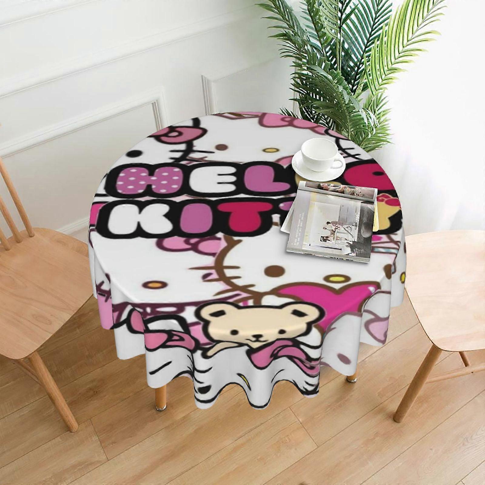Hello Kitty Rectangular Tablecloth, Water Resistance Antiwrinkle Spillproof Soft Fabric, 60in, compatible with dining room, parties