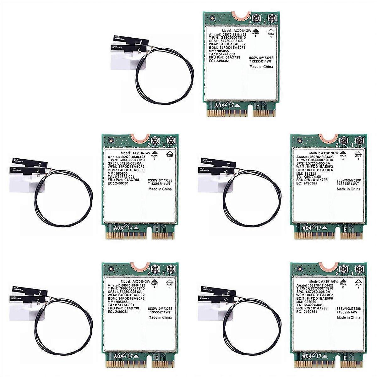 5X AX201NGW WiFi Card with 2XAntenna 2.4 Ghz+5Ghz WiFi 6 3000Mbps M.2 CNVio2 Bluetooth 5.1 WiFi Adap