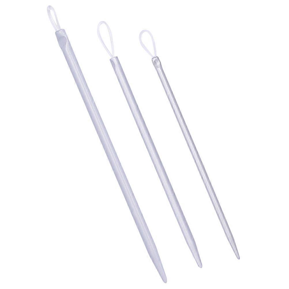 Knitting Sewing Needle Wool Threader Tool for Home Use 3Pcs Silver Plastic