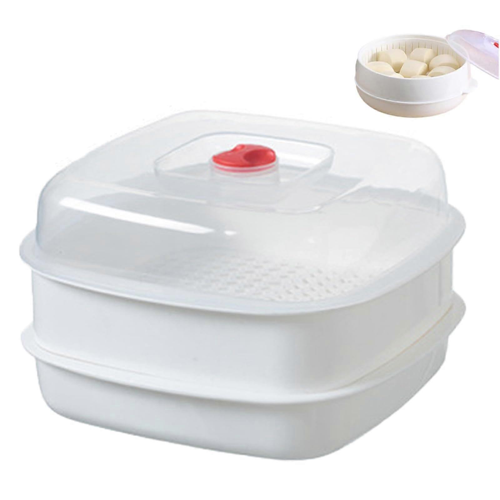 Microwave Vegetable Steamer with Two Stackable Layers and Lid for Fast Healthy Cooking