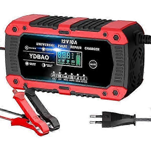 12V 10A LiFePO4 billader intelligent automatisk motorsykkellader med LCD