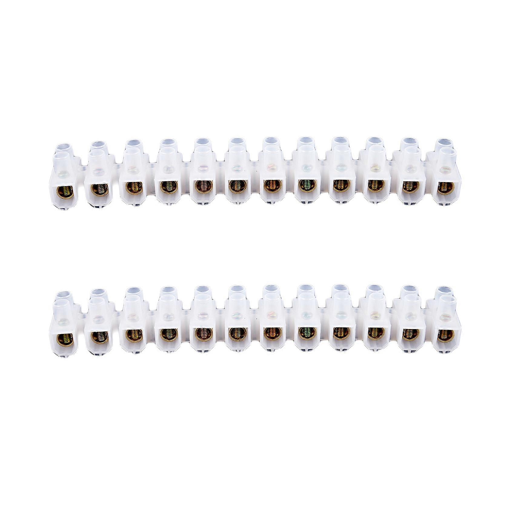 2X 60 Amp - 12 Way Strip Terminal Block Strip - Electrical Wire Connector Amp:60A Connector Block