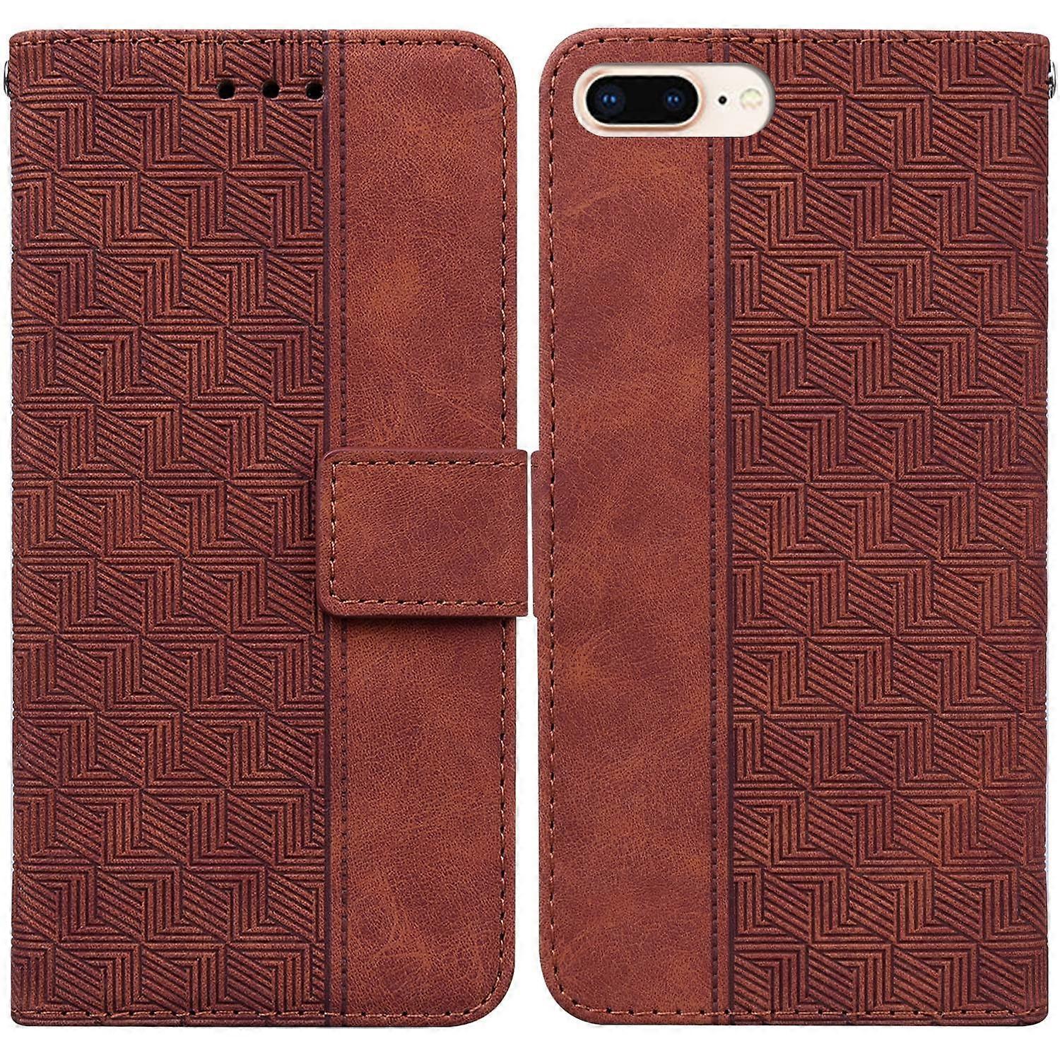 Geometric Embossed Leather Phone Case For iPhone 8 Plus / 7 Plus