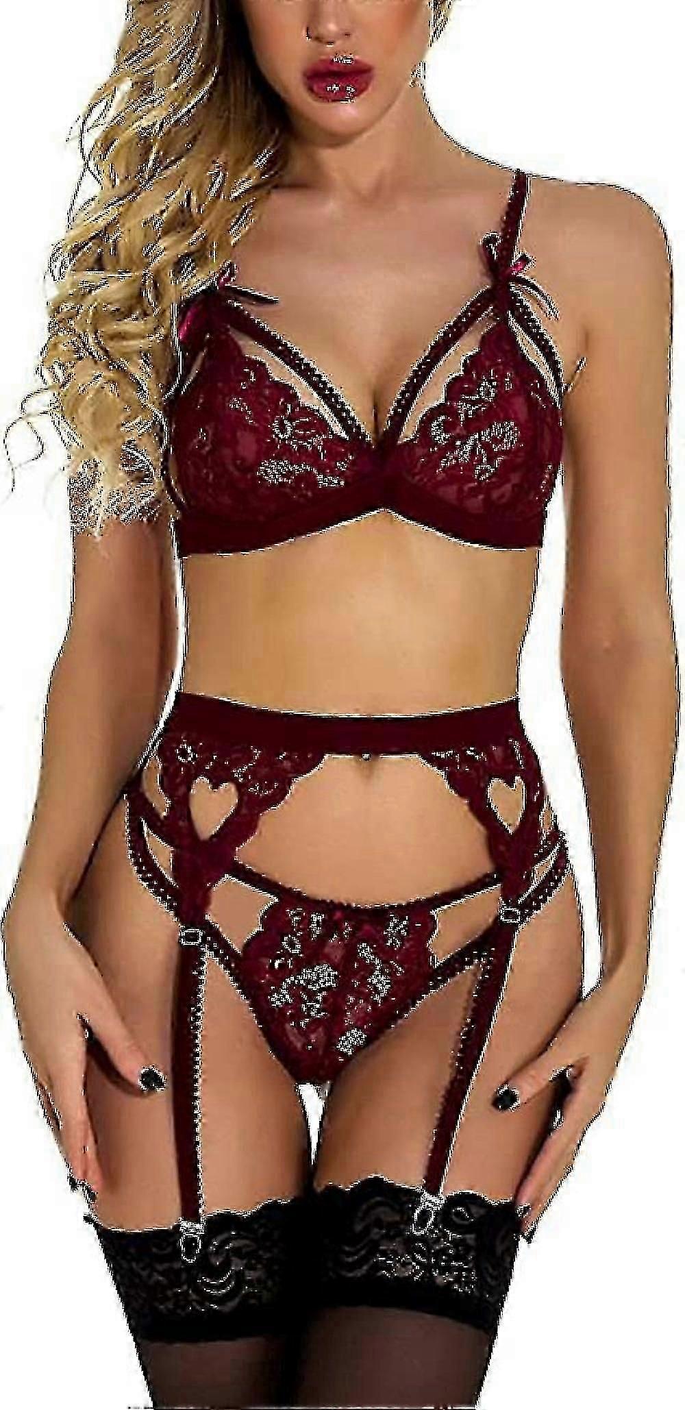 Damen Spitze Strumpfband Dessous Set - JV