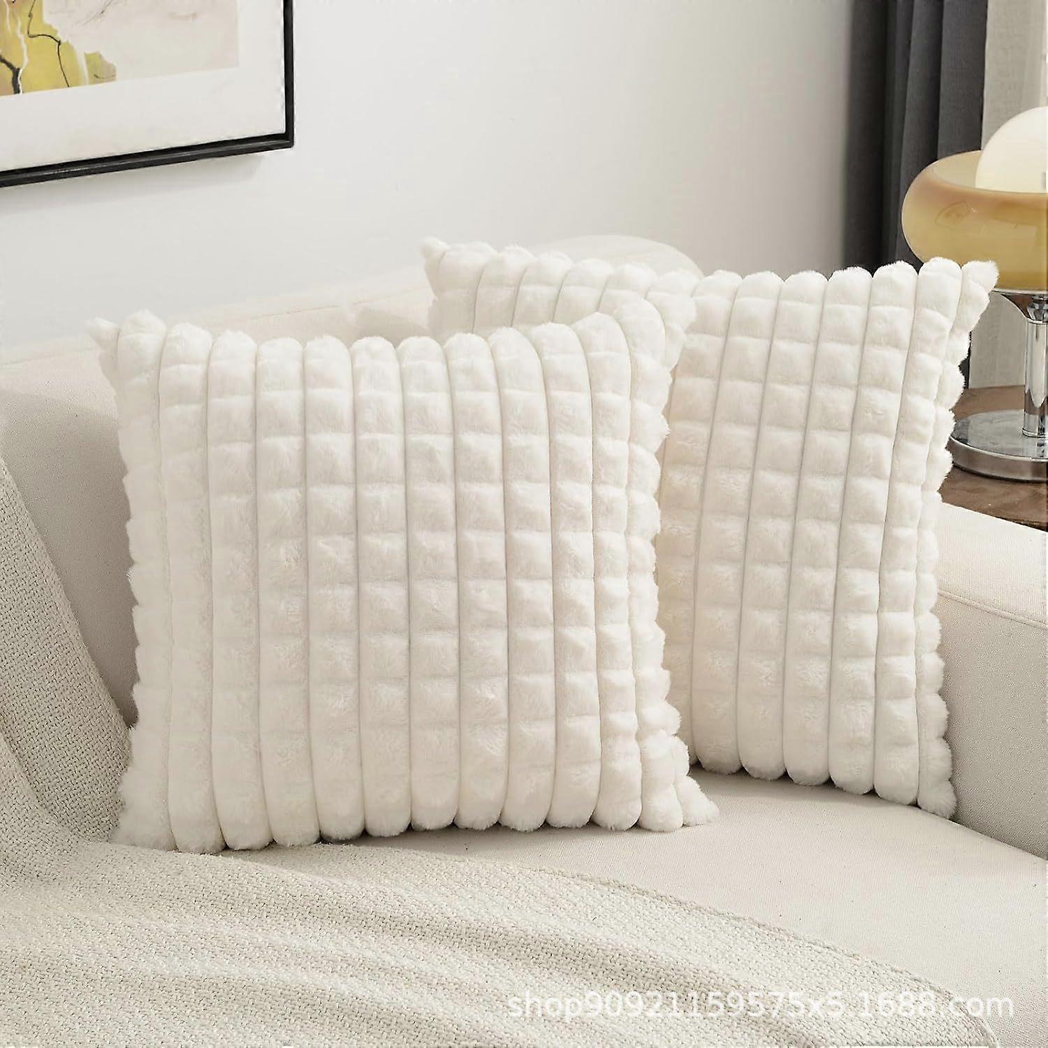 Rabbit fur pillowcase, ins style, solid color, checkered plcomh, Nordic rectangular ccomhion cover, pillowcase