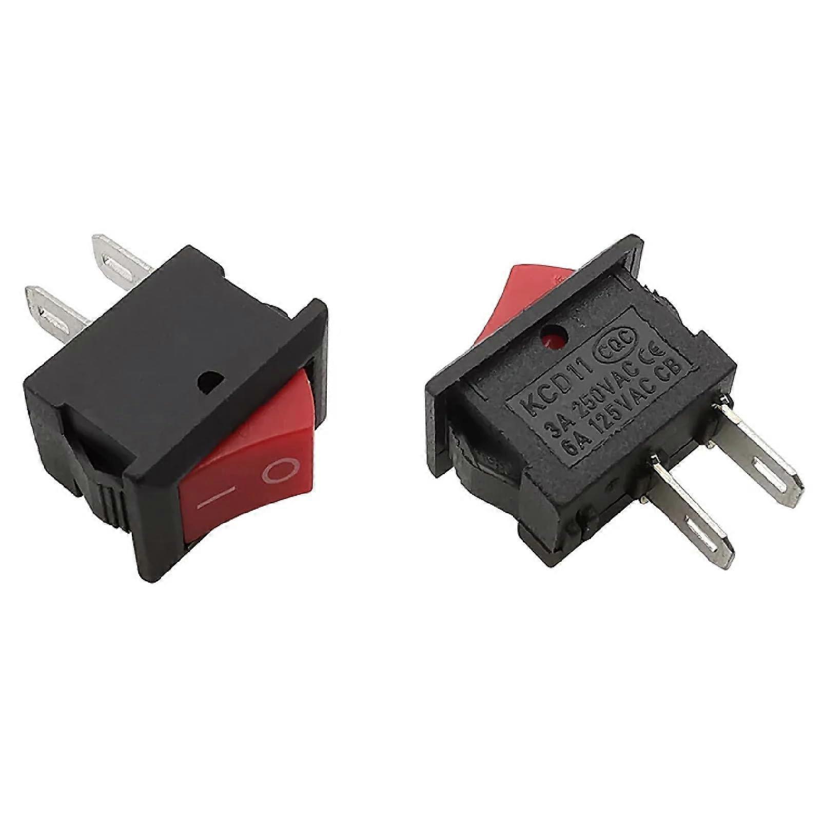 KCD11 SPST Rocker Switch 10x15mm 2 Pin Black 3A 250V AC Dual Pin Options 5 Pack