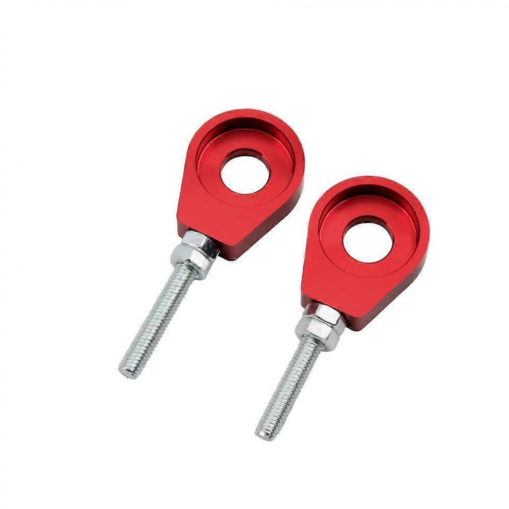 Universal Motorcycle Chain Tensioner Axle Adjuster 12mm 15mm Red for Precise Rear Wheel Alignment