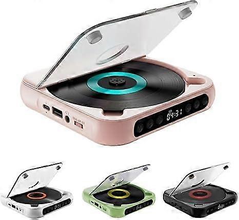 Portable BluetoothCompatible CD Player CDR/CDRW MP3 Support Rechargeable Battery Pink Compact Lightweight For Travel