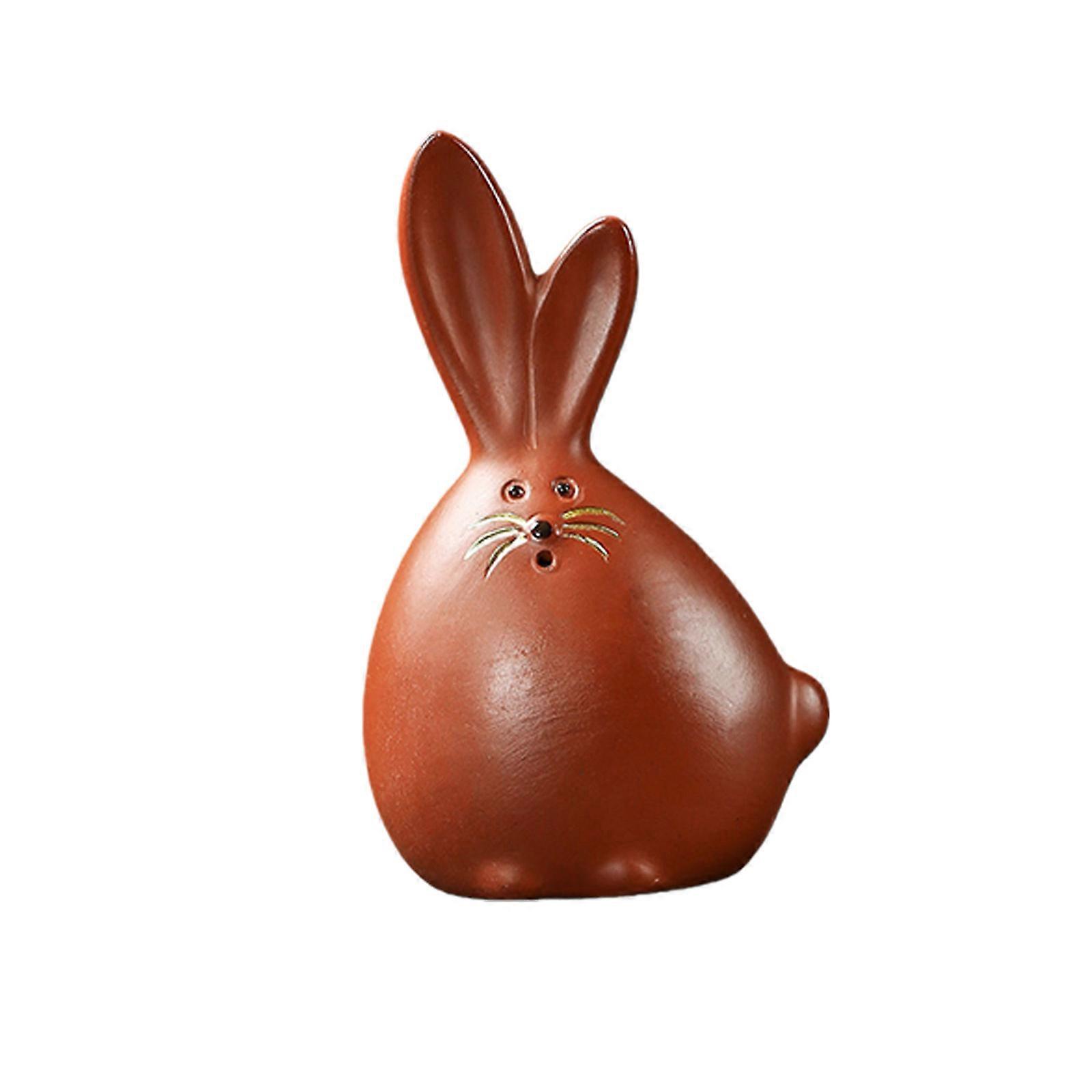 Solid Quality Rabbit Teas Pet in Grape Clay Long Time Teas Ornament for Teas Ceremony Decorative Accessory Multicolor