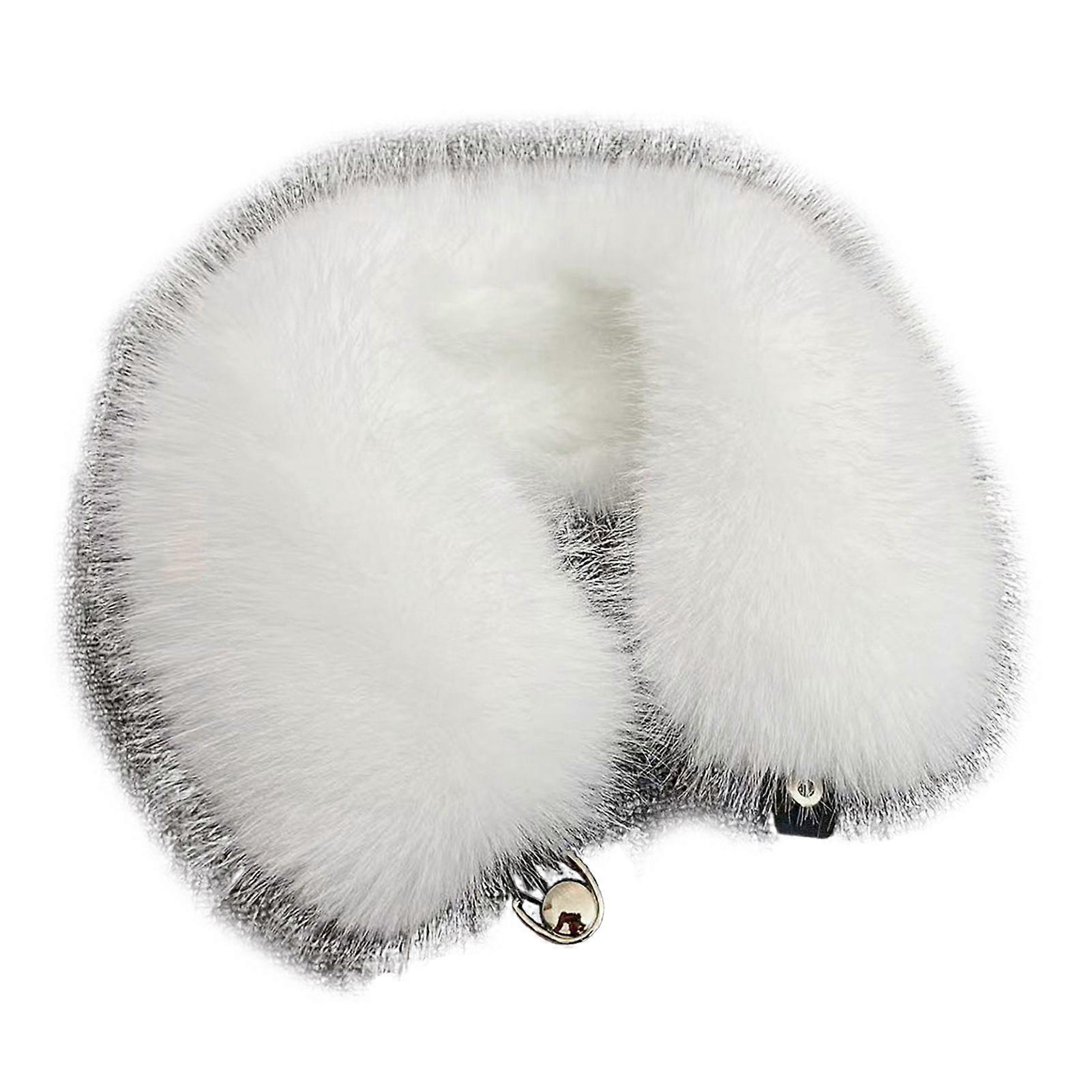 Faux Fur Collar Scarf - Adjustable Button Wrap for Winter Warmth