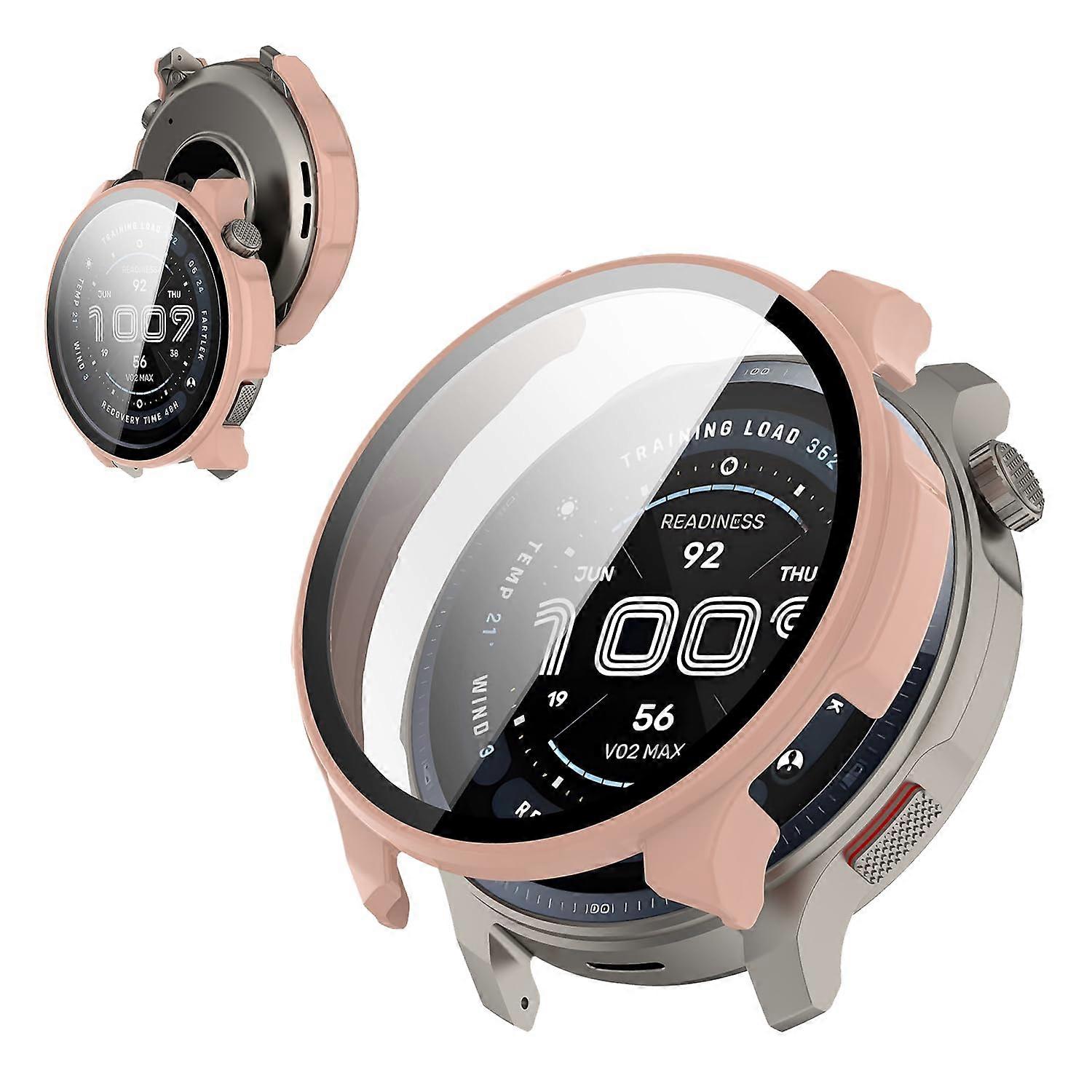 Case with 9H Tempered Glass Screen Protector, Hard PC Shell, Pink for Amazfit Balance 2