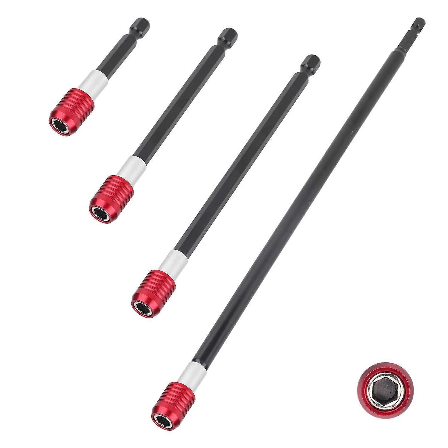 4pcs Drill Bit Extension Set with Magnetic Bit Holder, 1/4 Inch Hex Shank for Impact Driver (2/4/6/12 Inch)