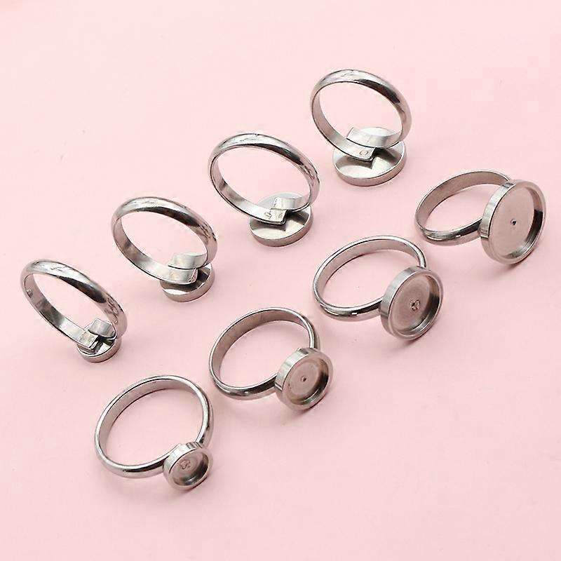 5pcs 6/8/10/12/14mm Inner Size No Fade Stainless Steel Craft Ring Cabochons Blank Base Settings DIY Jewelry Making Accessories