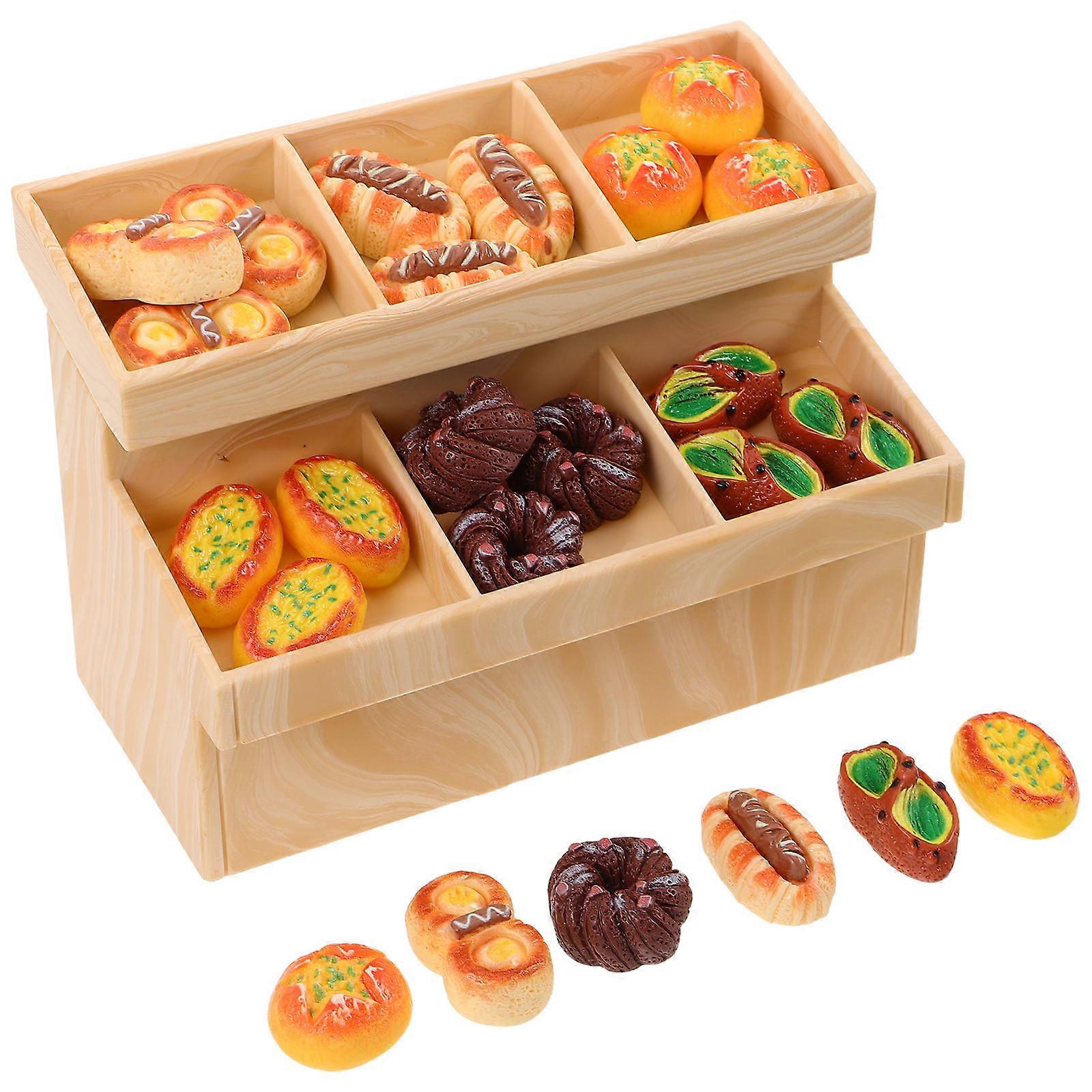 Bread Display Cabinet Miniature Kitchen Model for 5Sets Decoration