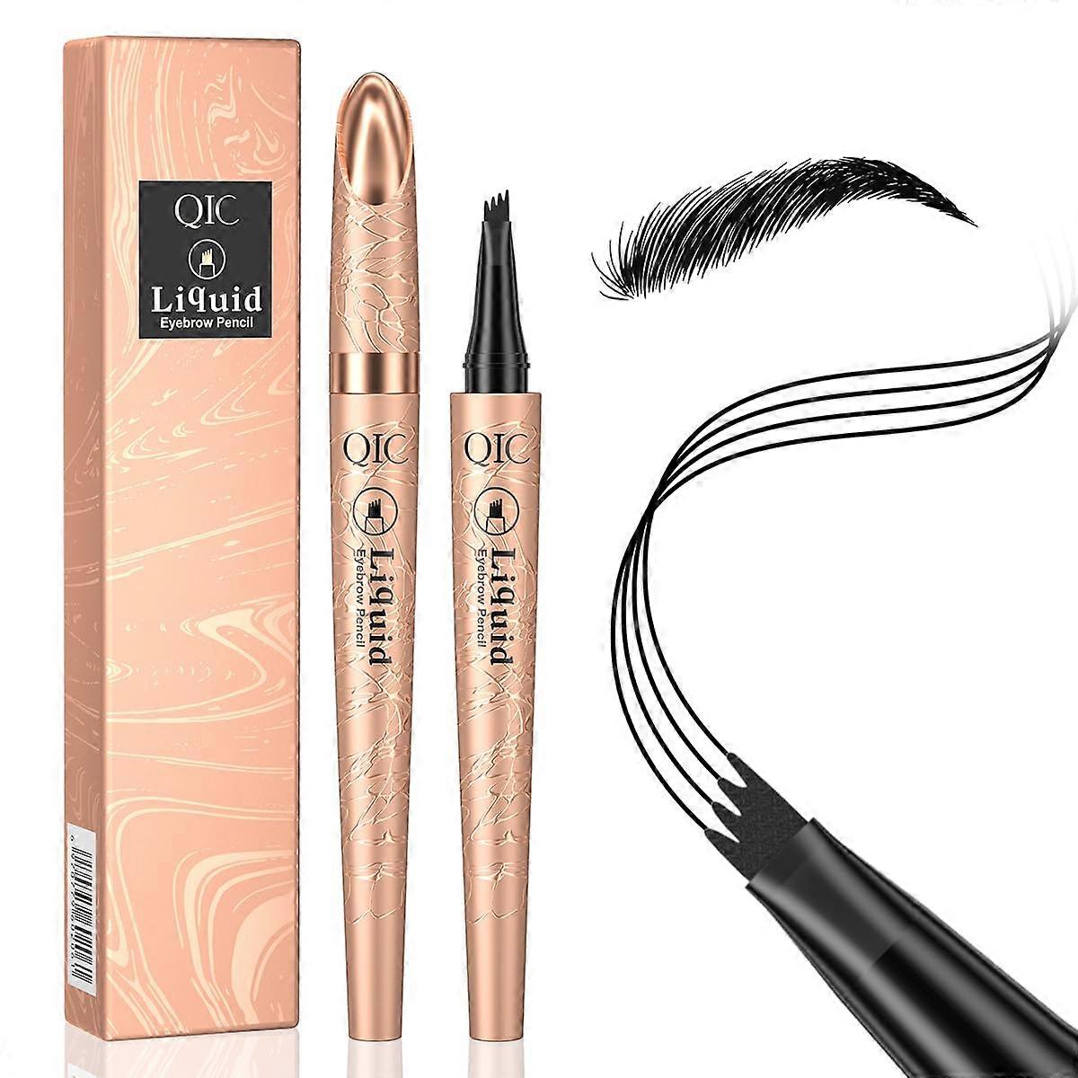 Microblading Eyebrow Pencil Black Waterproof 4Fork Tip Pen for Natural LongLasting Brows
