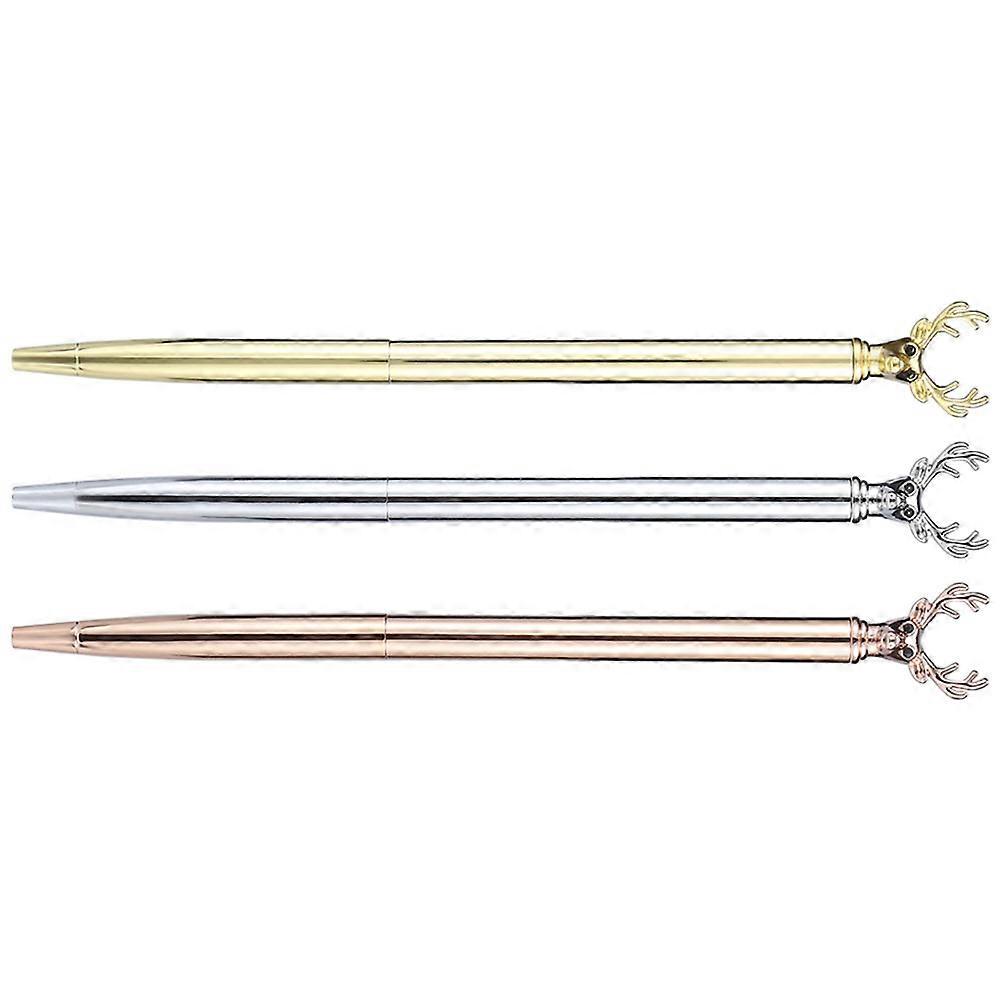 Assorted Color Metal Ballpoint Pens for Writing Use 3Pcs Learning Pens