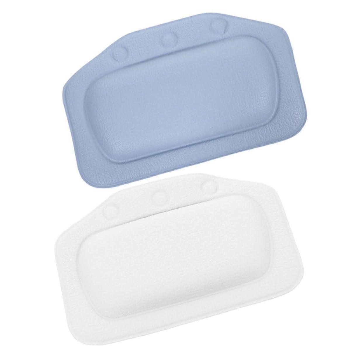 Bath Pillow with Ergonomic Neck Support and Strong Suction Cups, 2pcs Blue White Spa Pillow