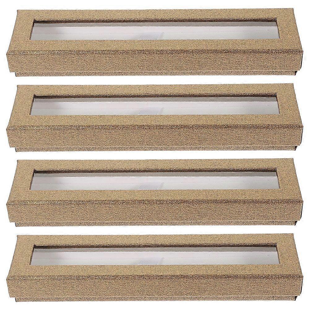 4pcs Empty Pen Gift Box Paper Case with Clear Window Pencil Ballpoint Packing Box