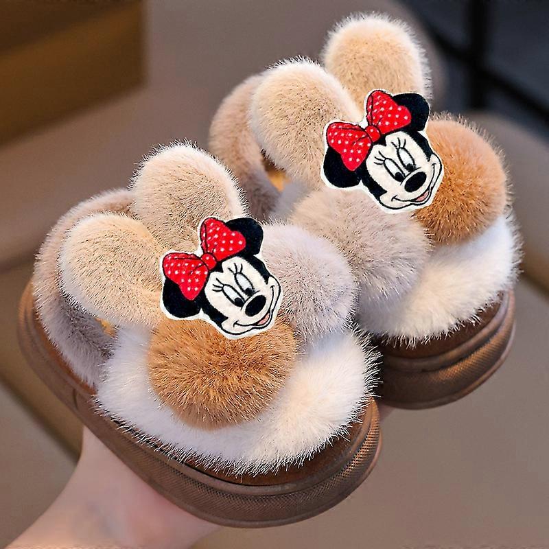 Disney Minnie New Children Cotton Shoes slippers Winter Girl mickey mouse Warm Casual Shoes Baby Autumn Girls Toddler Shoes