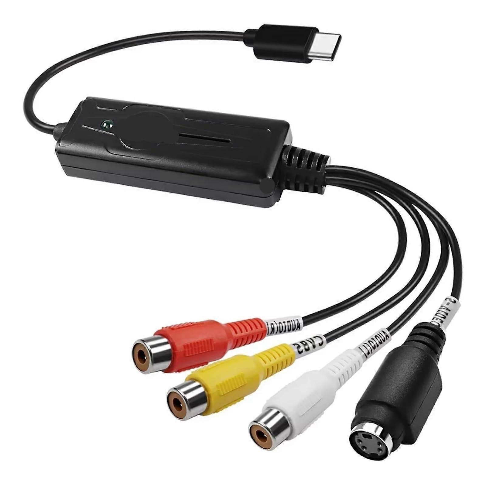 Video Capture Card USB TypeC Adapter SVideo to USB Converter PlugandPlay Durable Build