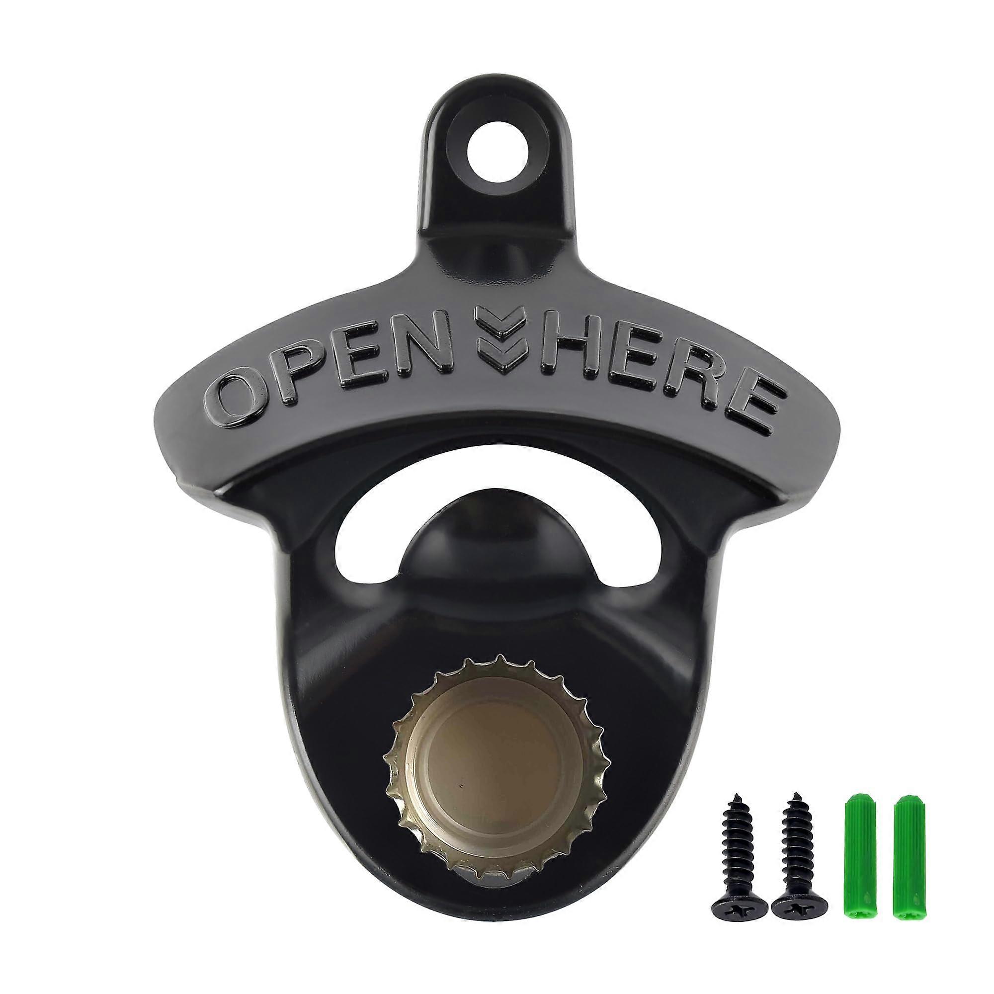 Wall Mounted Magnetic Bottle Opener with Cap Catcher, Rustproof Stainless Steel for Beer