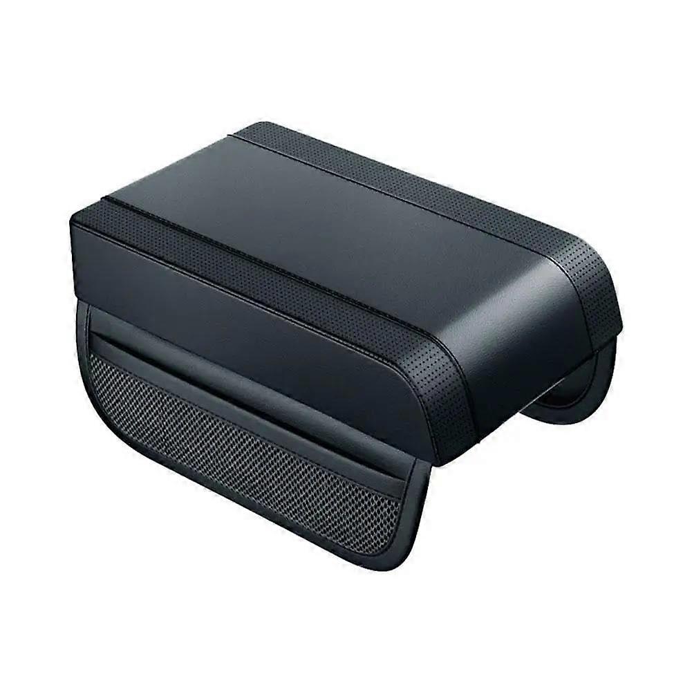 Leather Car Armrest Pad with Memory Foam Support, Universal Center Console Cushion and Storage Pocket